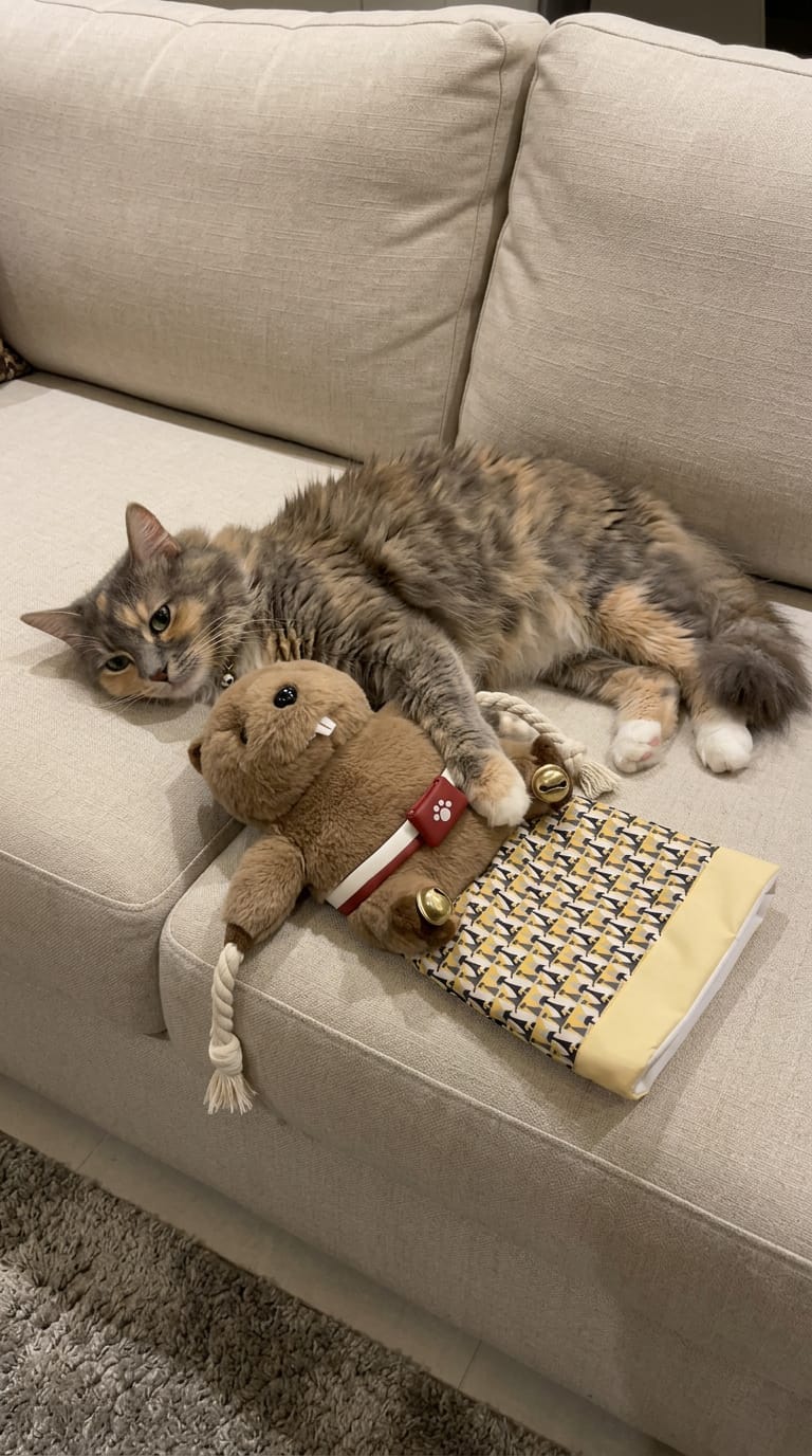 Customer photo review of PawTug™ — The Interactive Beaver Toy for Cats