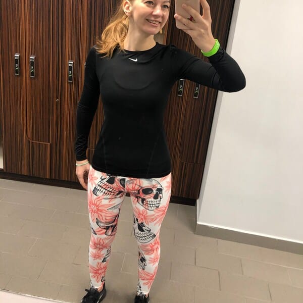 Customer photo review of Skull and Floral Print Yoga Pants