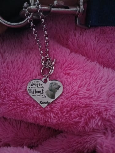 Customer photo review of Personalized Engraved Heart Bracelet I'm Always With You - Memorial Gift For Dog/Pet Lovers