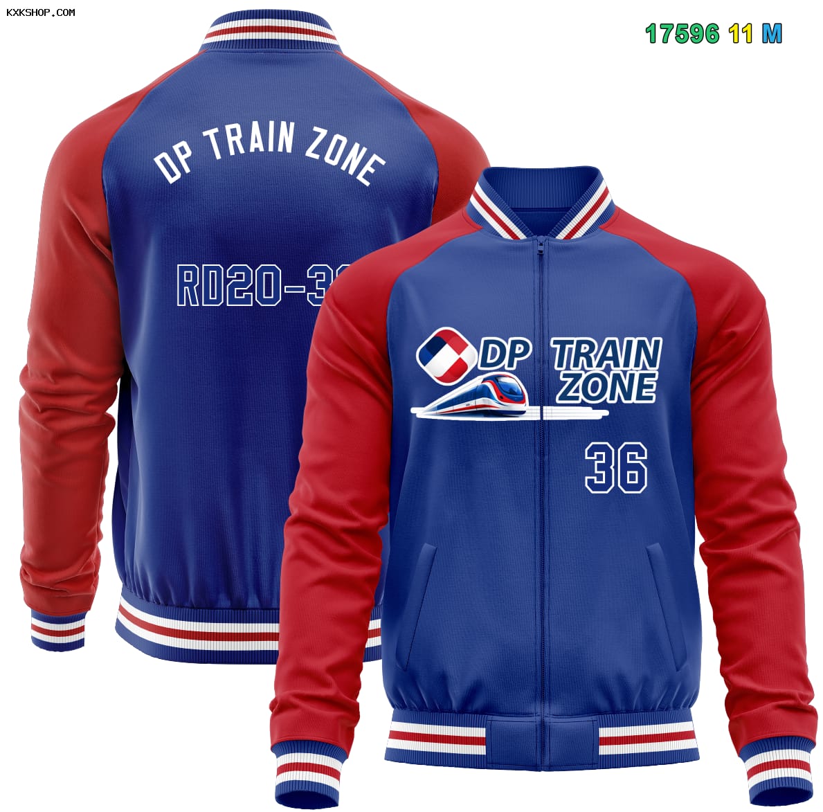 Customer photo review of Custom Royal Red Varsity Full-Zip Raglan Sleeves Letterman Baseball Jacket