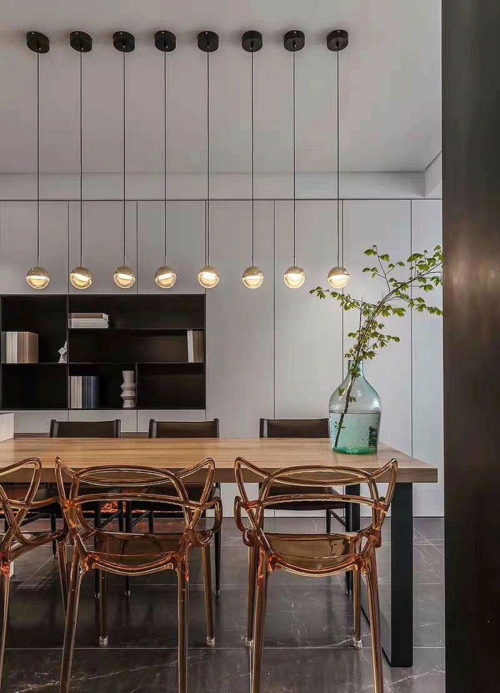 Customer photo review of Half Clear Glass Pendant Lamp, Tilting Shade, Integrated LED