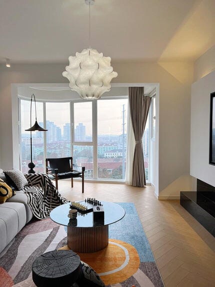 Customer photo review of Star Shaped Pendant Light, White Dimpled Shade, 60 cm Wide