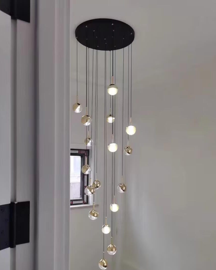 Customer photo review of Half Clear Glass Pendant Lamp, Tilting Shade, Integrated LED