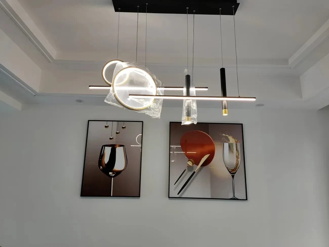 Customer photo review of Rings and Bars Linear Pendant Light, Aluminium, Integrated LED