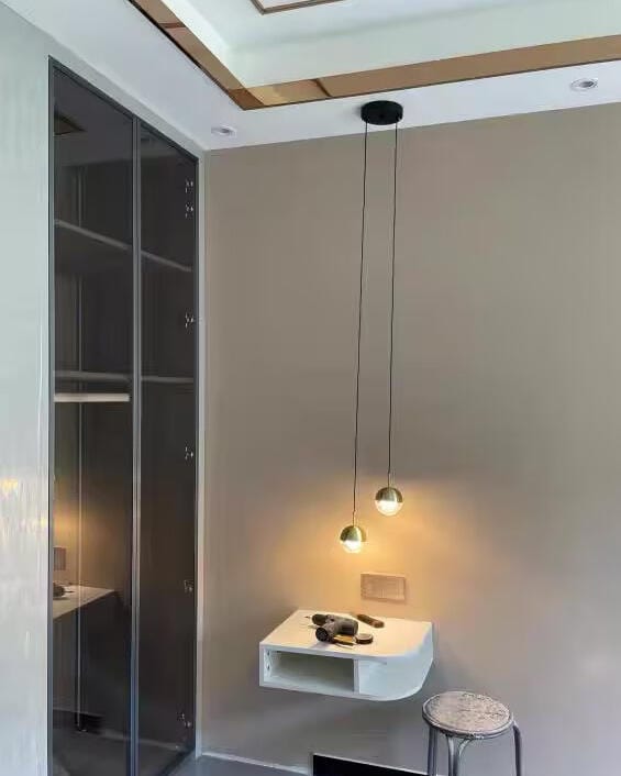 Customer photo review of Half Clear Glass Pendant Lamp, Tilting Shade, Integrated LED