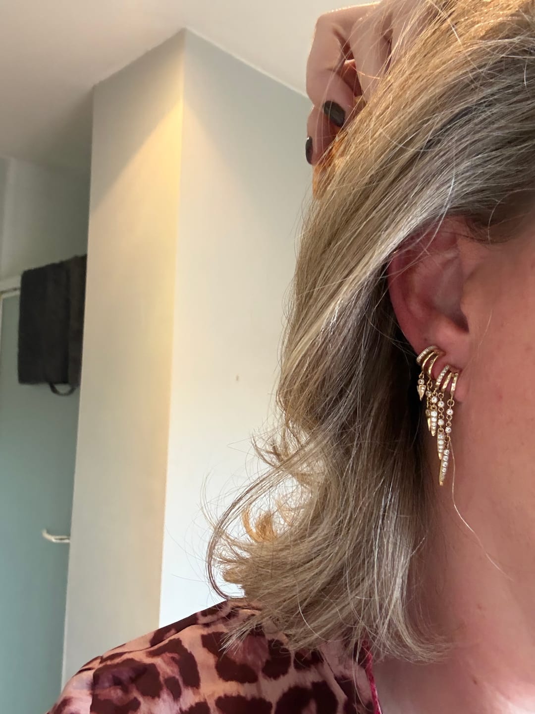 Customer photo review of The Icon Bundle Illusion Earring Stack