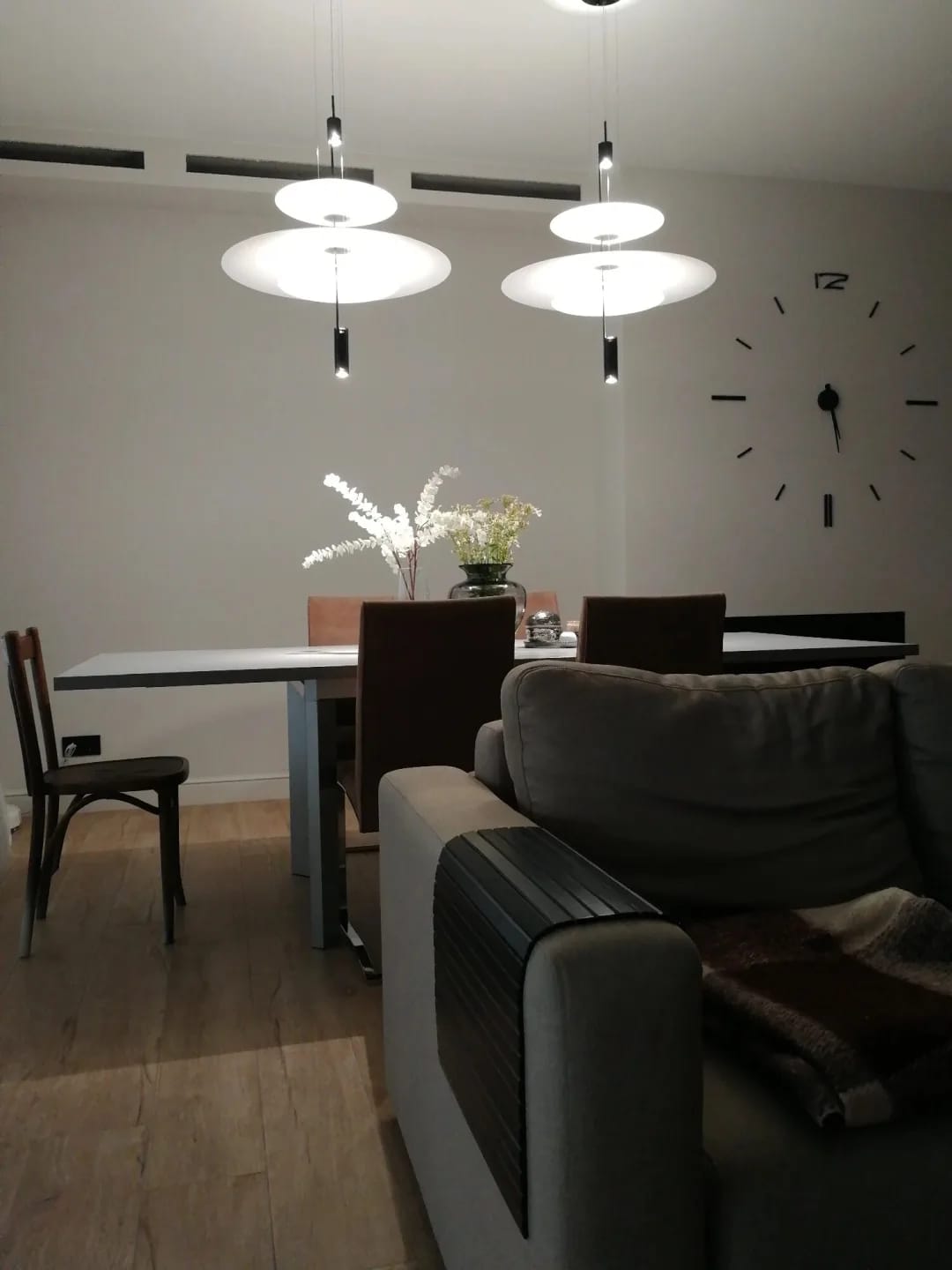 Customer photo review of Tiered Acrylic Pendant Light, Frosted Disc Shades, 2–4 Layers