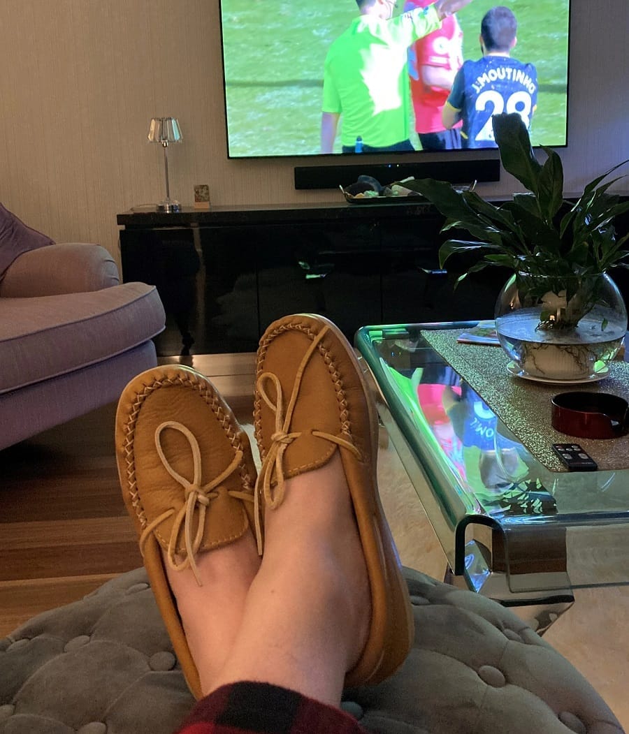 Customer photo review of Men's Rubber Sole Moose Hide Leather Moccasins