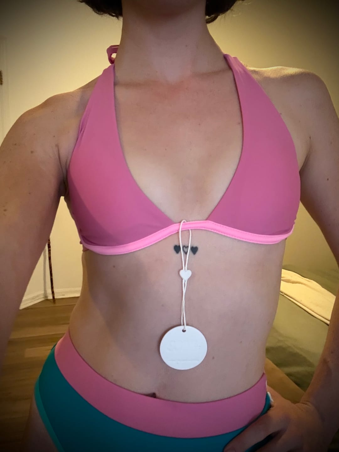 Customer photo review of SASHA Poppy Pink Underwire Halter Top