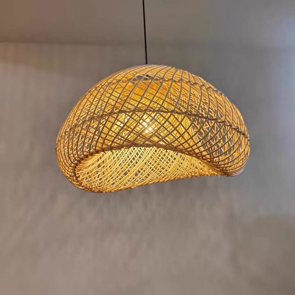 Customer photo review of Rattan Wave Pendant Light, Open Weave, Black Frame, 50 to 80 cm