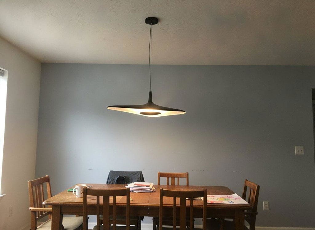 Customer photo review of LED Pendant Lamp, Flat Disc Shade, Black or White, 60 or 80 cm