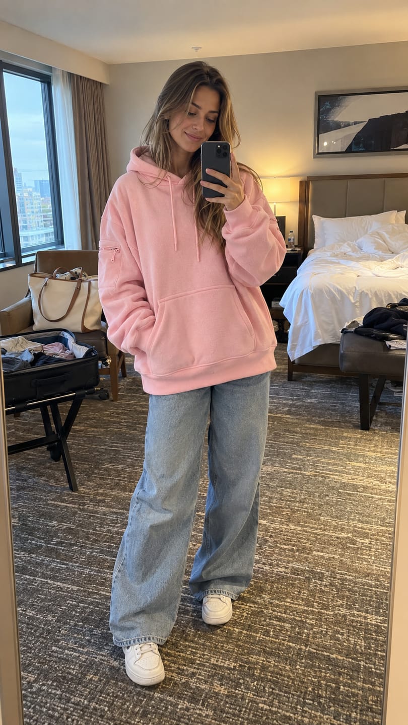 Customer photo review of Hoodie with Eye Mask & Secure Pockets