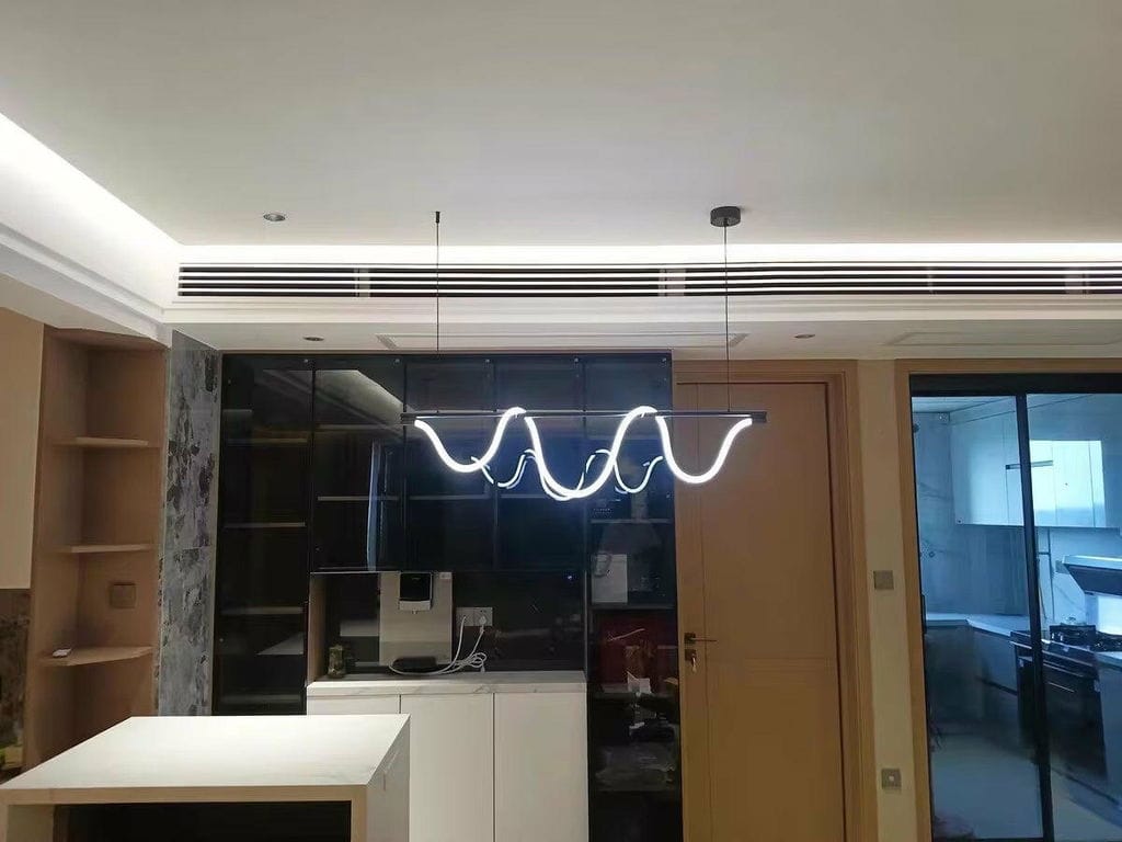 Customer photo review of Linear Pendant Light for Kitchen Island, Silicone Line, Dimmable