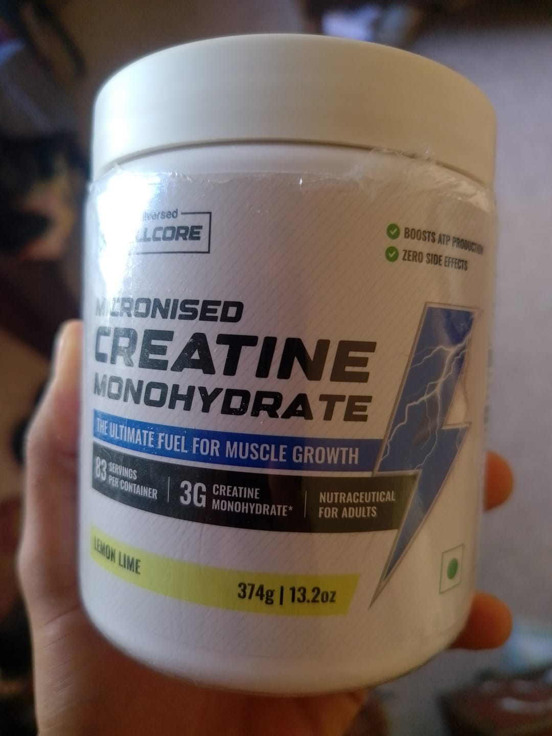 Customer photo review of Wellcore - Pure Micronised Creatine Monohydrate | Lemon Lime (374g, 83 servings)