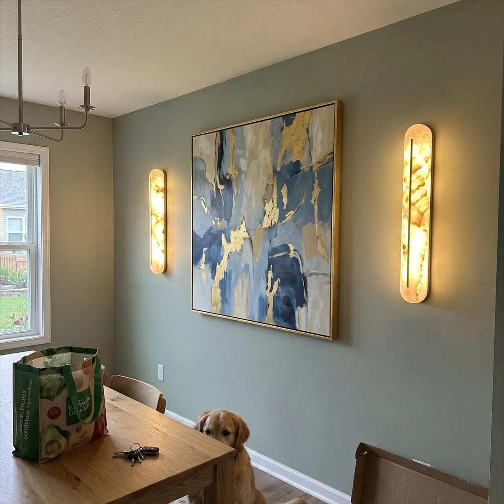 Customer photo review of Hearth Alabaster Wall Sconce