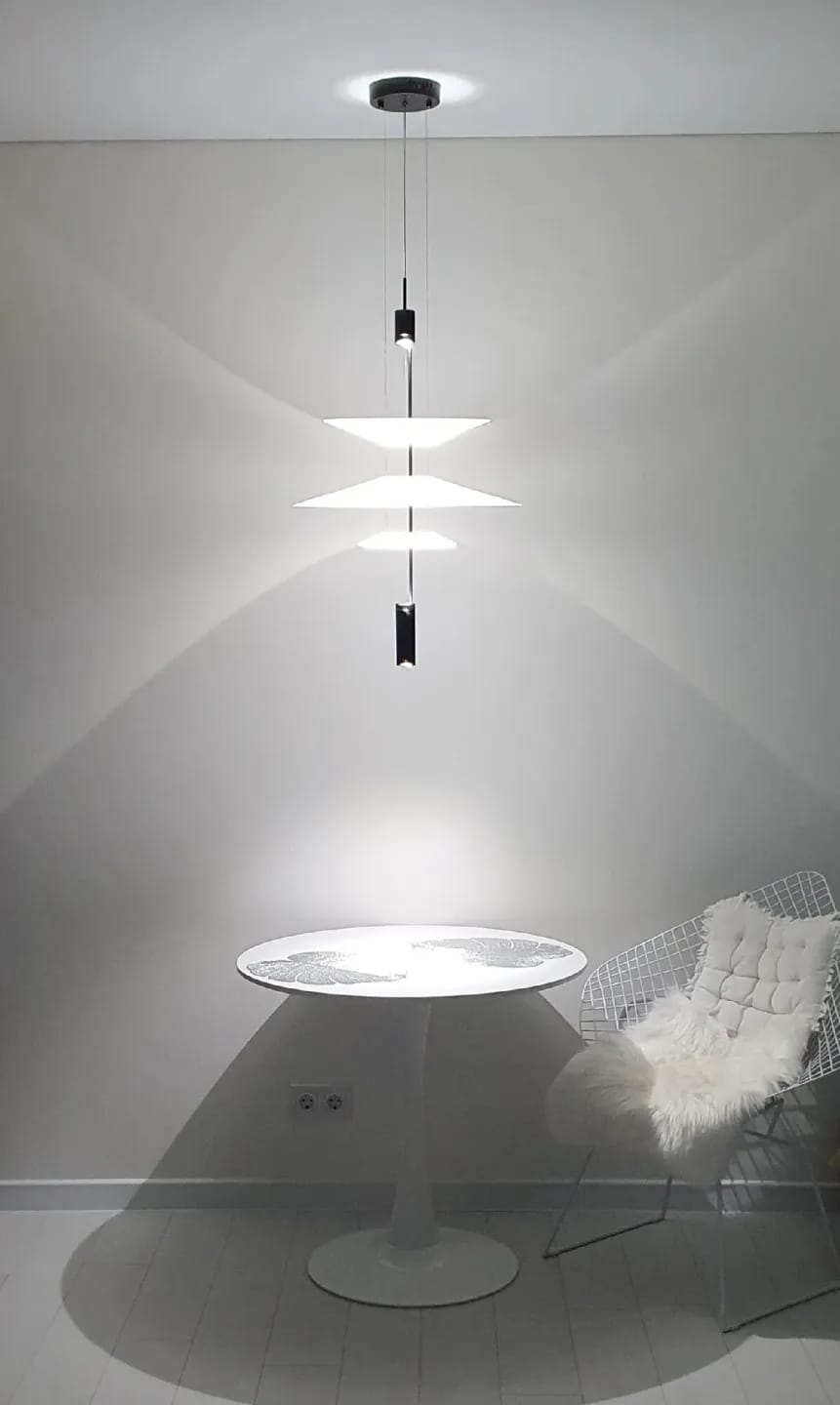 Customer photo review of Tiered Acrylic Pendant Light, Frosted Disc Shades, 2–4 Layers