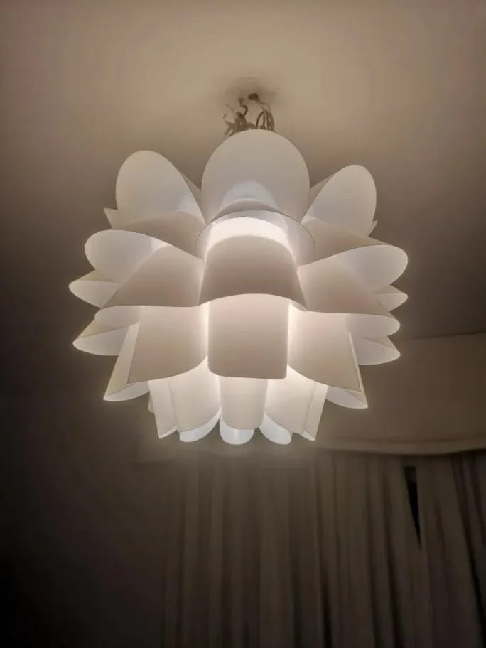 Customer photo review of Lotus Petal Pendant Light, White PVC Layered Shade, 36 cm