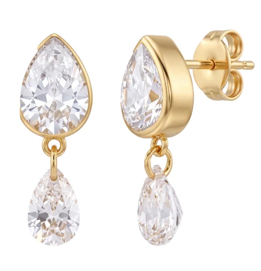 Customer photo review of Par Arete Gota Colgante Con Zirconias