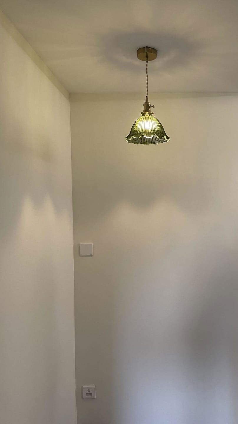 Customer photo review of Green Ribbed Glass Pendant Lamp, Brass Fixture, 22 cm