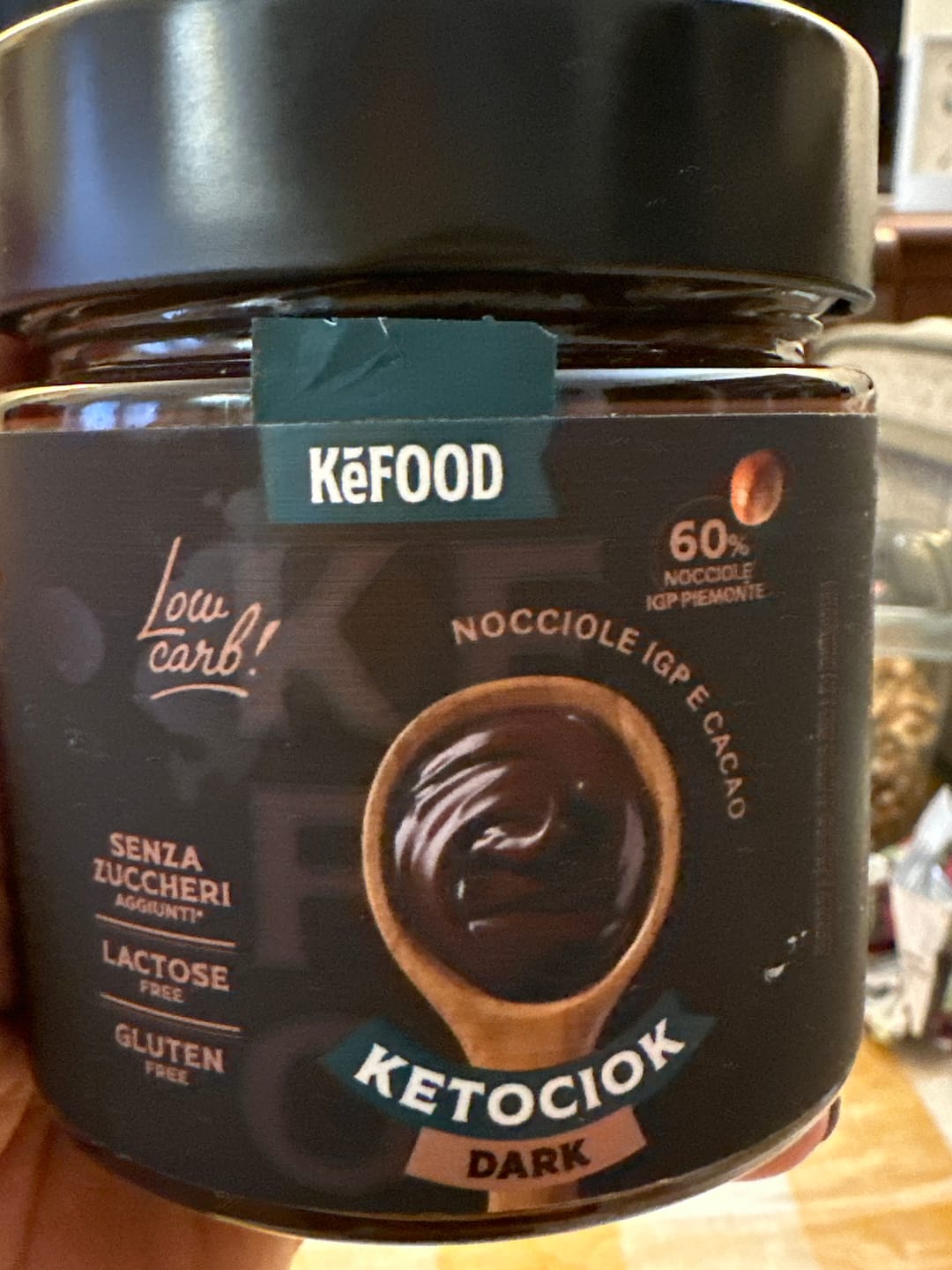 Customer photo review of KETOCIOK DARK 250G CREMA SPALMABILE NOCCIOLE IGP SENZA DOLCIFICANTI