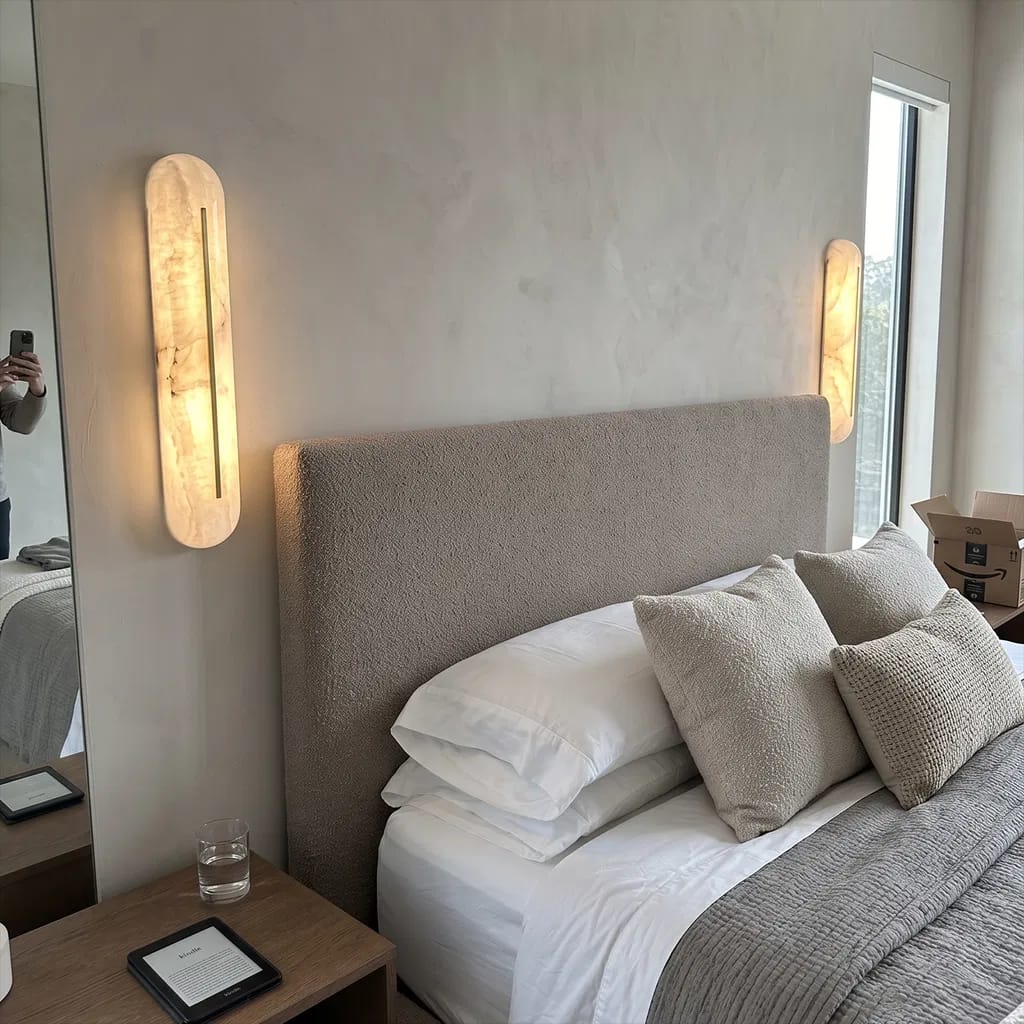 Customer photo review of Hearth Alabaster Wall Sconce