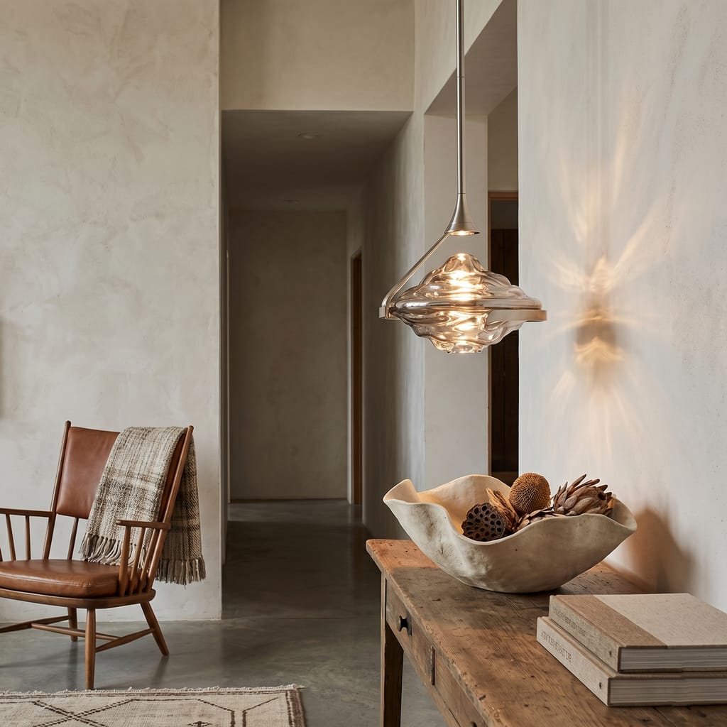 Customer photo review of Faceted Glass Pendant Lamp, Amber Shade, Gold Finish, 25 cm