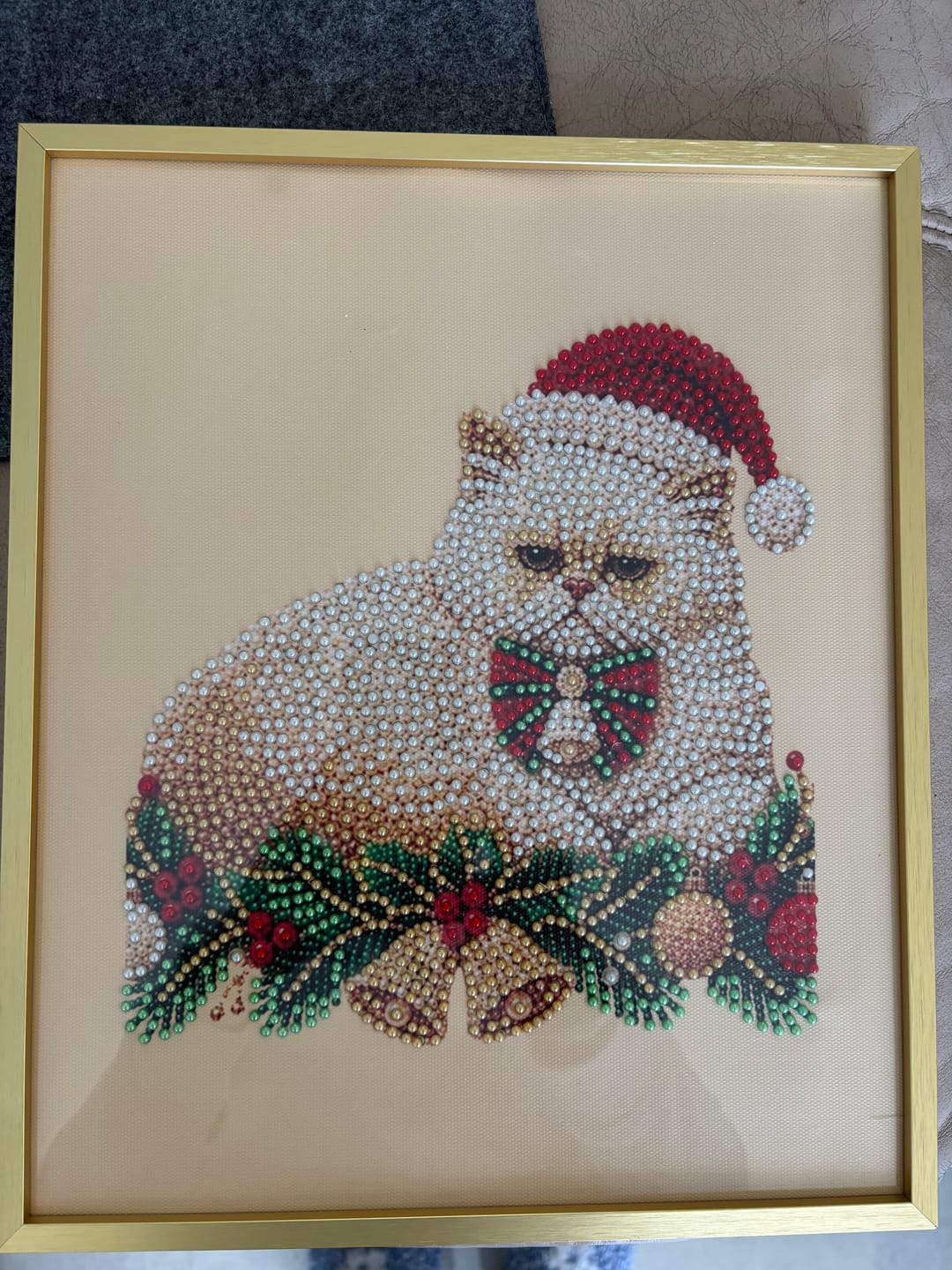 Customer photo review of Custom Christmas Pet Pearl Bead Portrait Perfect Gift For Pet Lovers