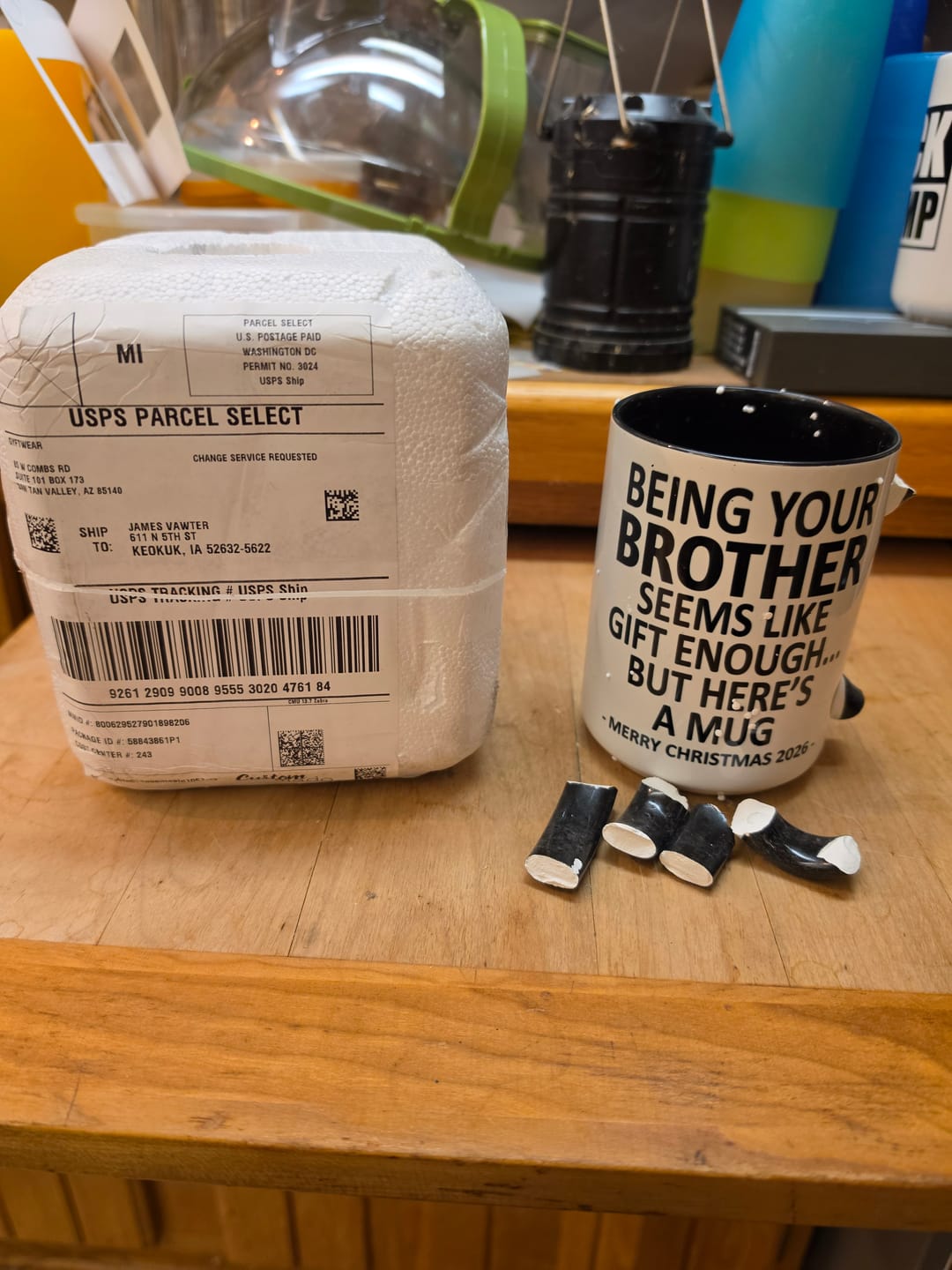 Customer photo review of Being Your Brother Is Gift Enough Funny Christmas 2026 Gift Accent Coffee Mug