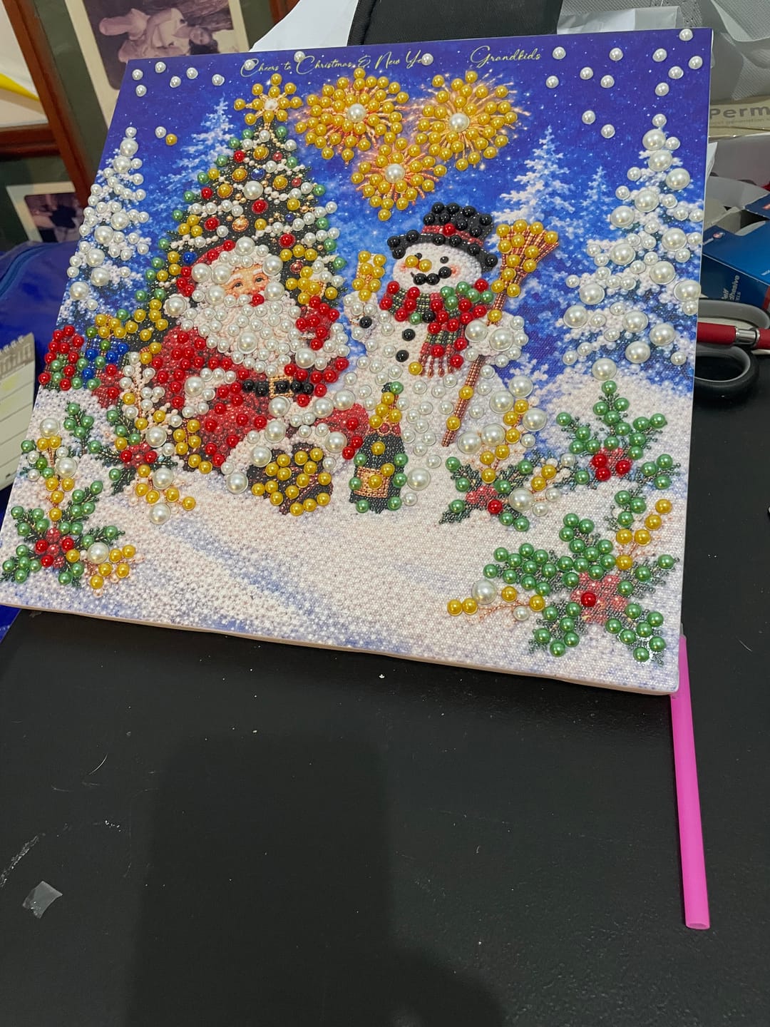 Customer photo review of 3D Pearl Art DIY Kit – Personalized Name Christmas Canvas Wall Decor for Holiday Decor & Gifts for Family and DIY Lovers
