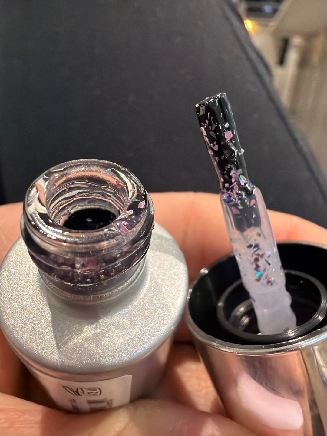 Customer photo review of Semilac Top Coat Flower Flakes T22 UV Gel Polish