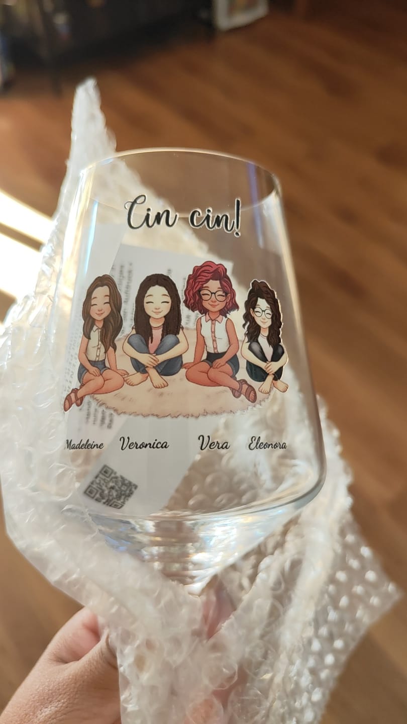 Customer photo review of Cin Cin! - Bicchiere da vino personalizzato per migliori amiche