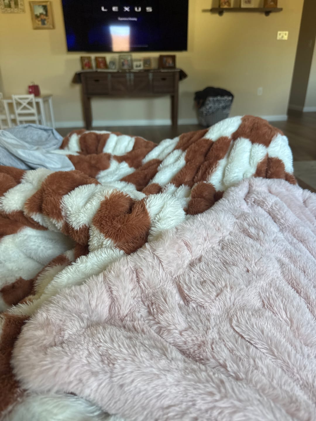 Customer photo review of Hugs Pink Blanket