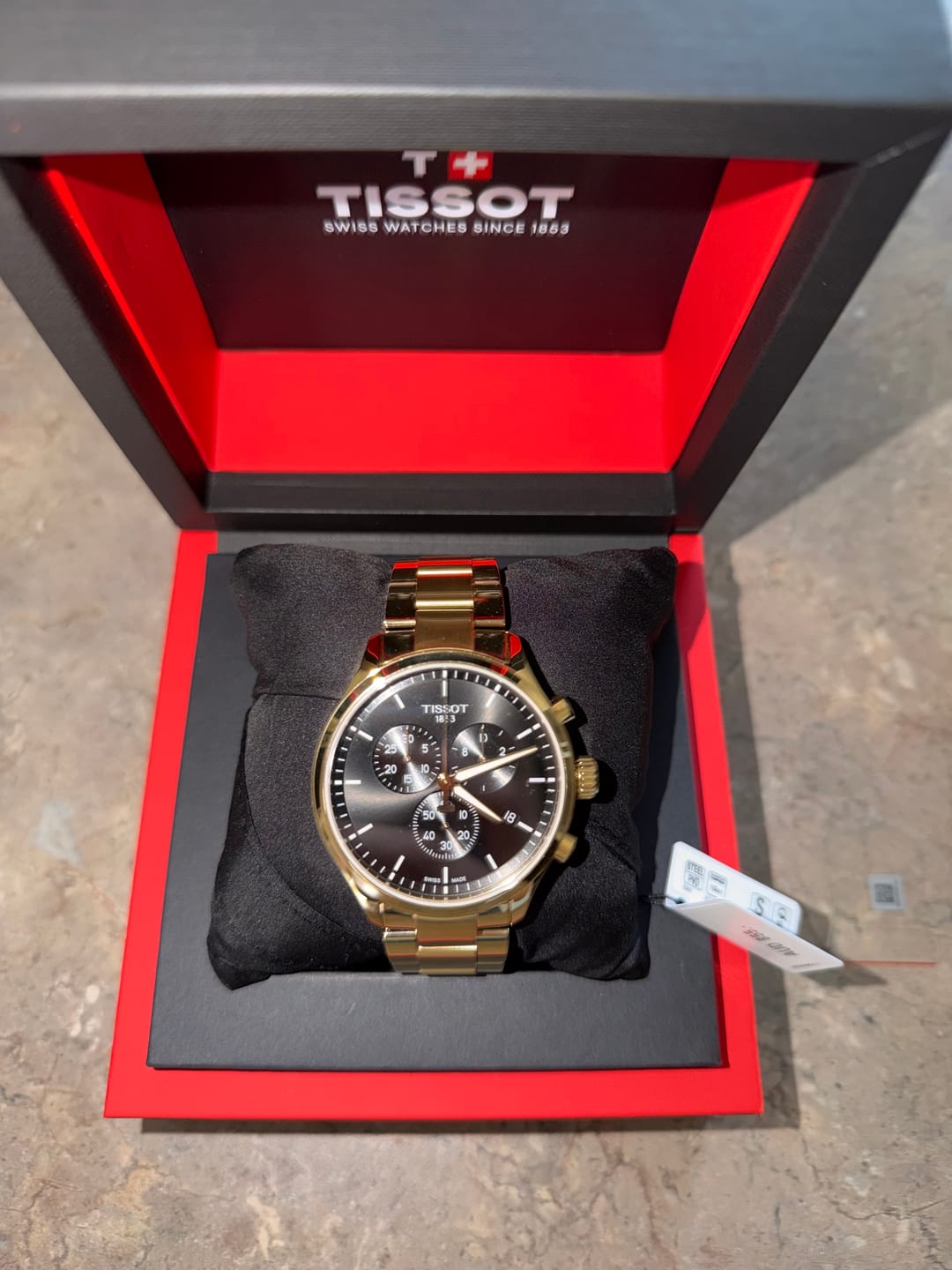Customer photo review of Tissot T-Sport Men's 45mm Gold PVD Quartz Chronograph Watch T116.617.33.051.00
