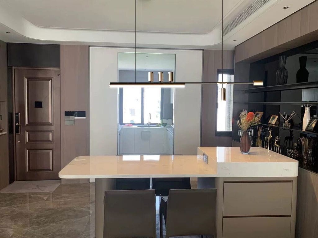 Customer photo review of Black Pendant Light, Long Integrated LED Strip, Iron Aluminium