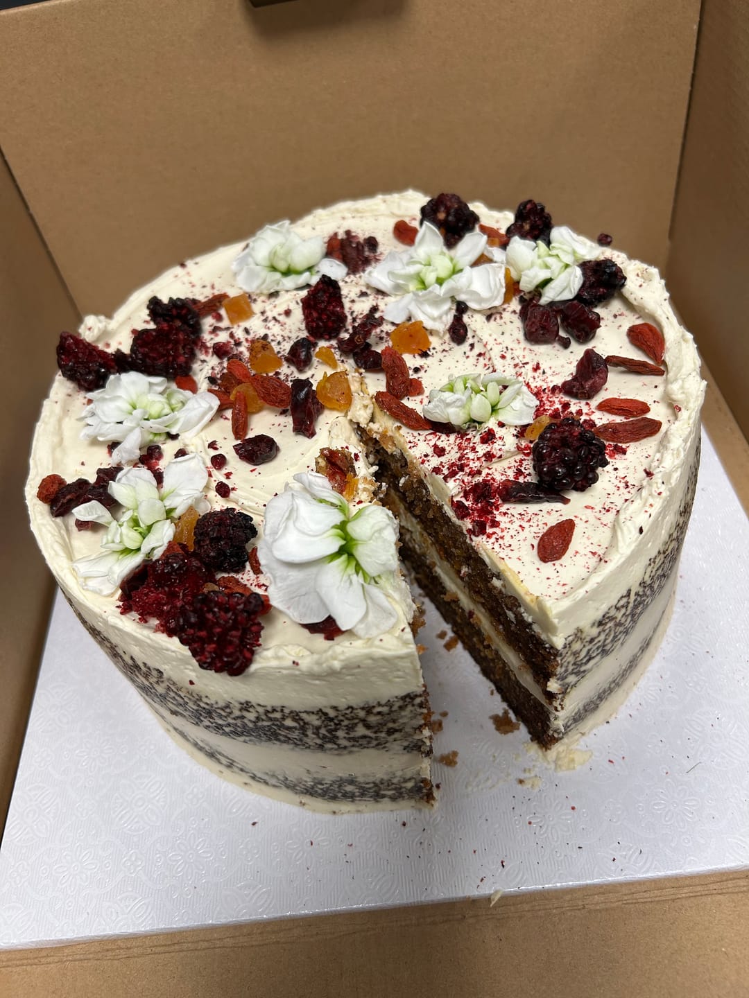 Customer photo review of carrot cake