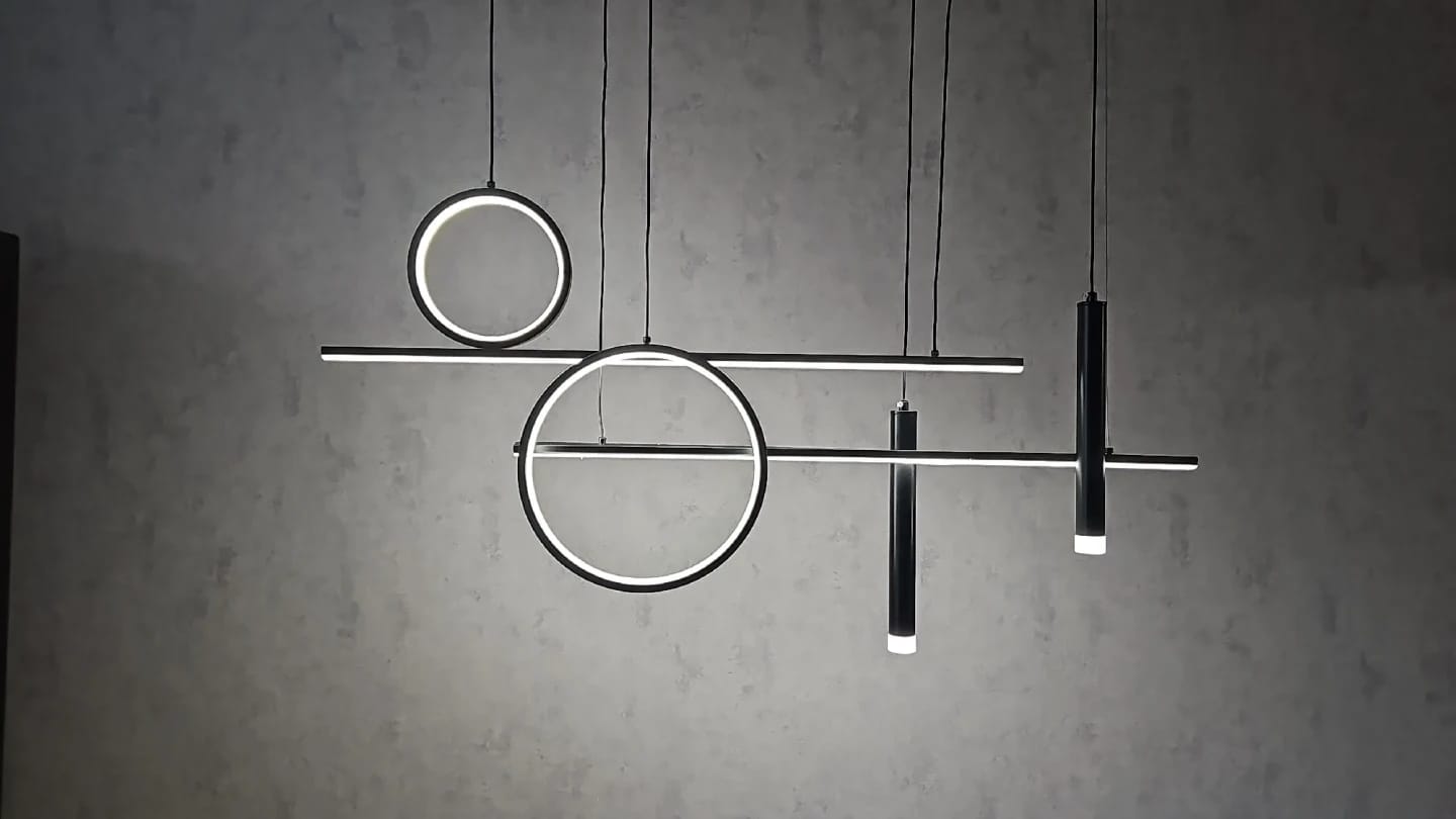 Customer photo review of Rings and Bars Linear Pendant Light, Aluminium, Integrated LED