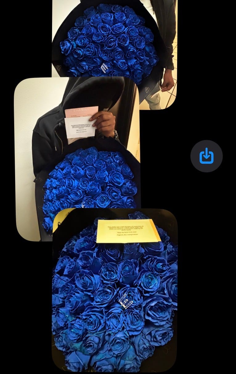 Customer photo review of Blue Rose Bouquet