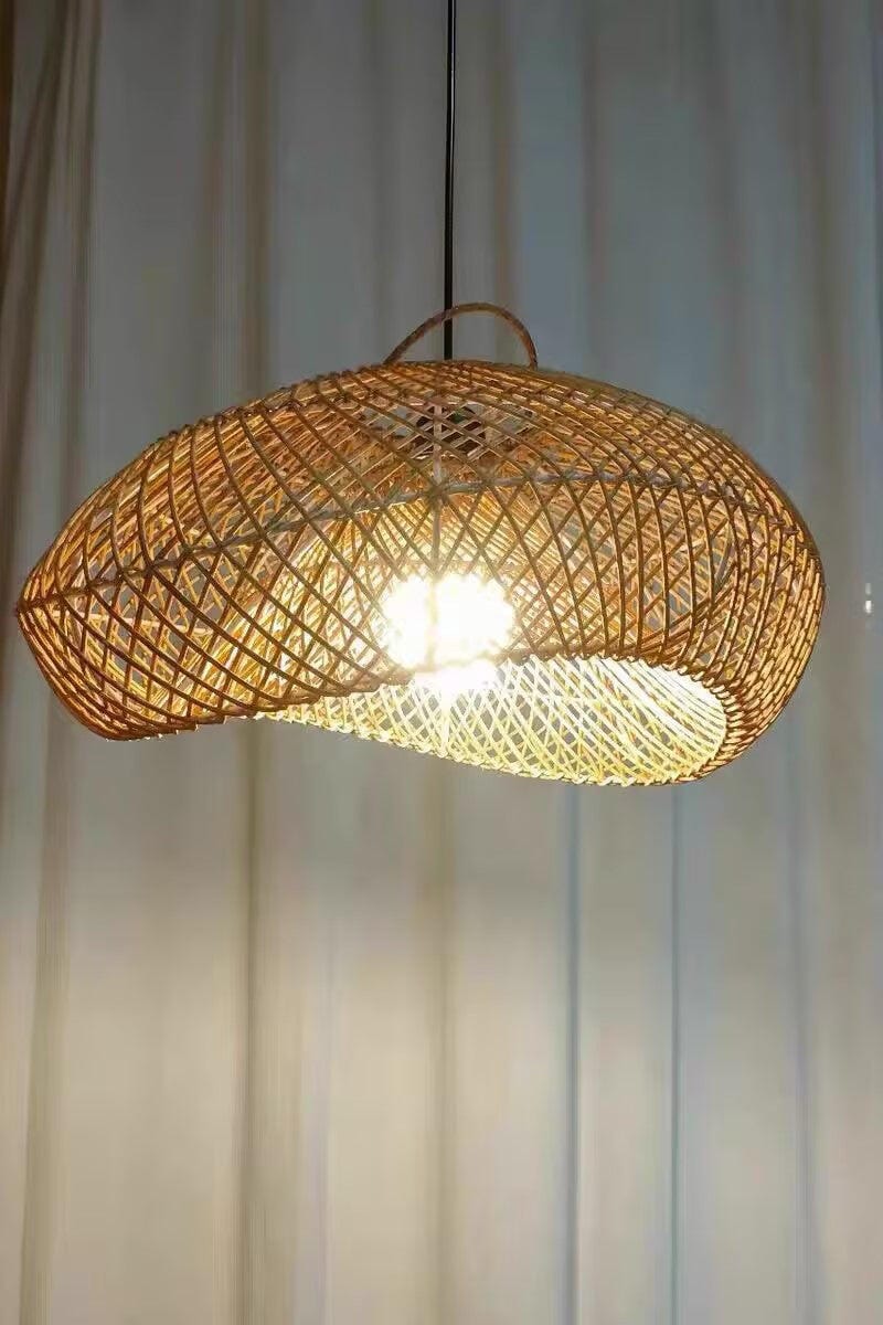 Customer photo review of Rattan Wave Pendant Light, Open Weave, Black Frame, 50 to 80 cm