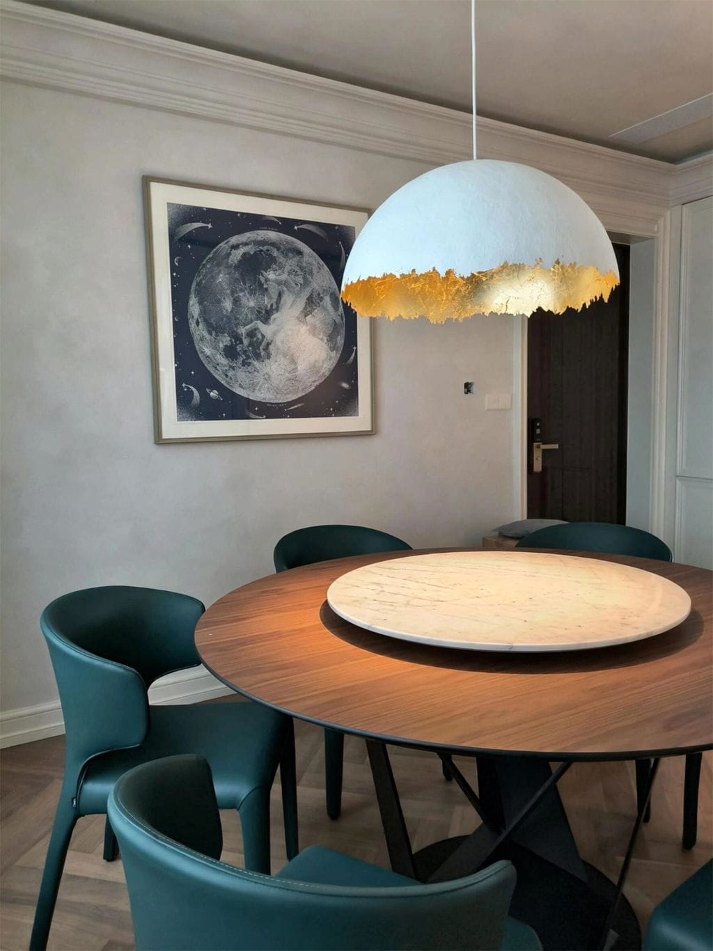 Customer photo review of Modern Pendant Light, Hemispherical Shade, Capiz Band, 40 cm