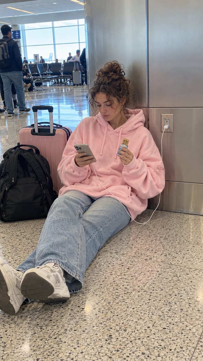 Customer photo review of Hoodie with Eye Mask & Secure Pockets