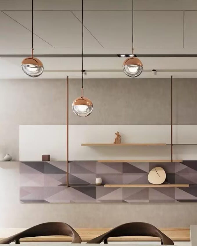 Customer photo review of Half Clear Glass Pendant Lamp, Tilting Shade, Integrated LED