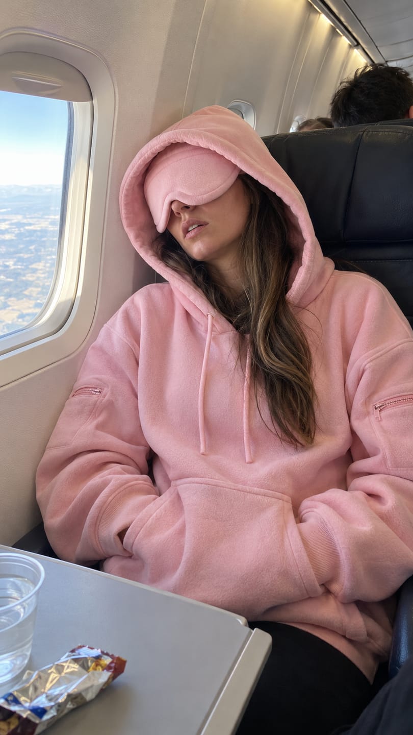 Customer photo review of Hoodie with Eye Mask & Secure Pockets