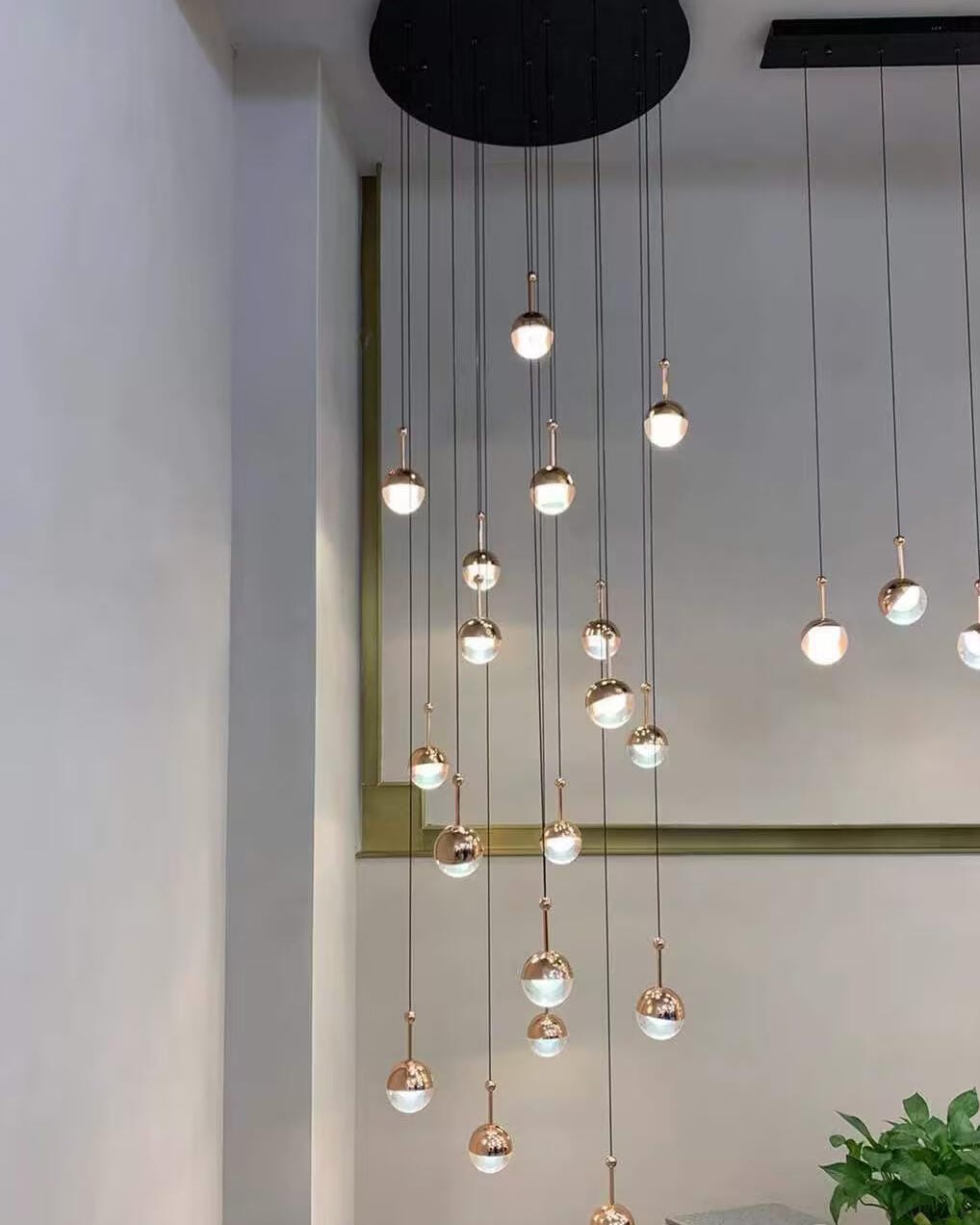 Customer photo review of Half Clear Glass Pendant Lamp, Tilting Shade, Integrated LED