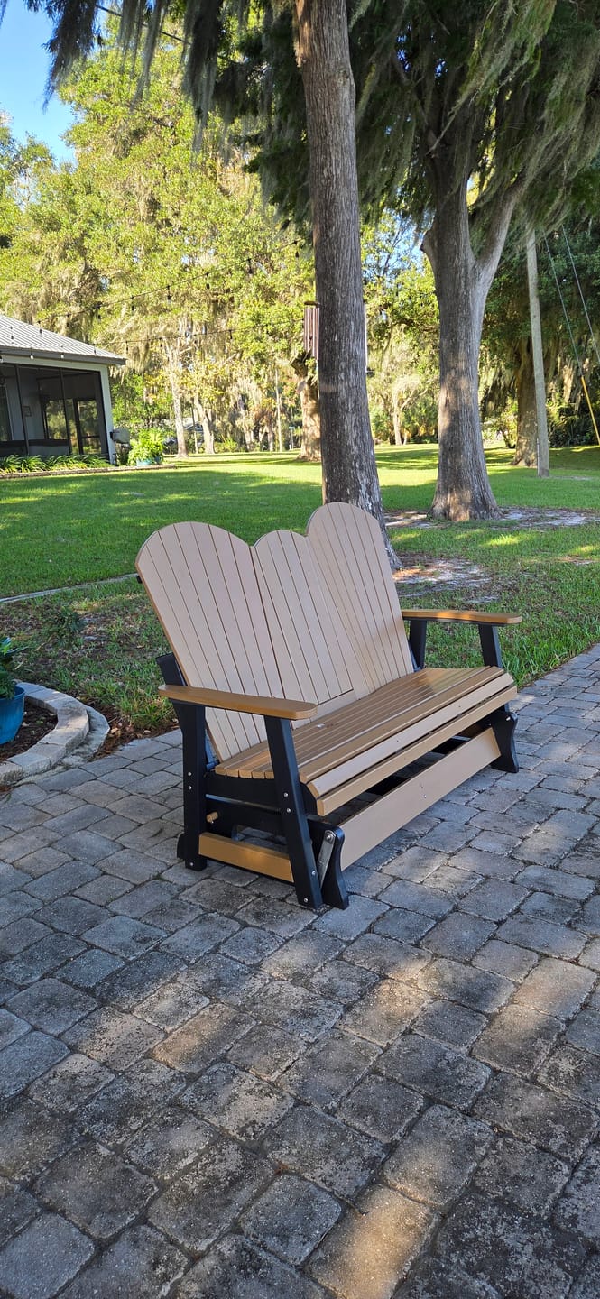 Customer photo review of Classic Adirondack 5'ft Glider Console with Cupholders