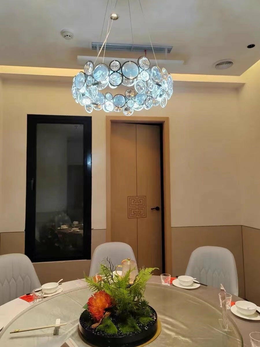 Customer photo review of Chrome Crystal Chandelier, Low Profile, 17 cm High, Round or Oval