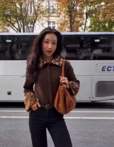 Customer photo review of Jane Faux Fur Bambi Trim Knit Cardigan