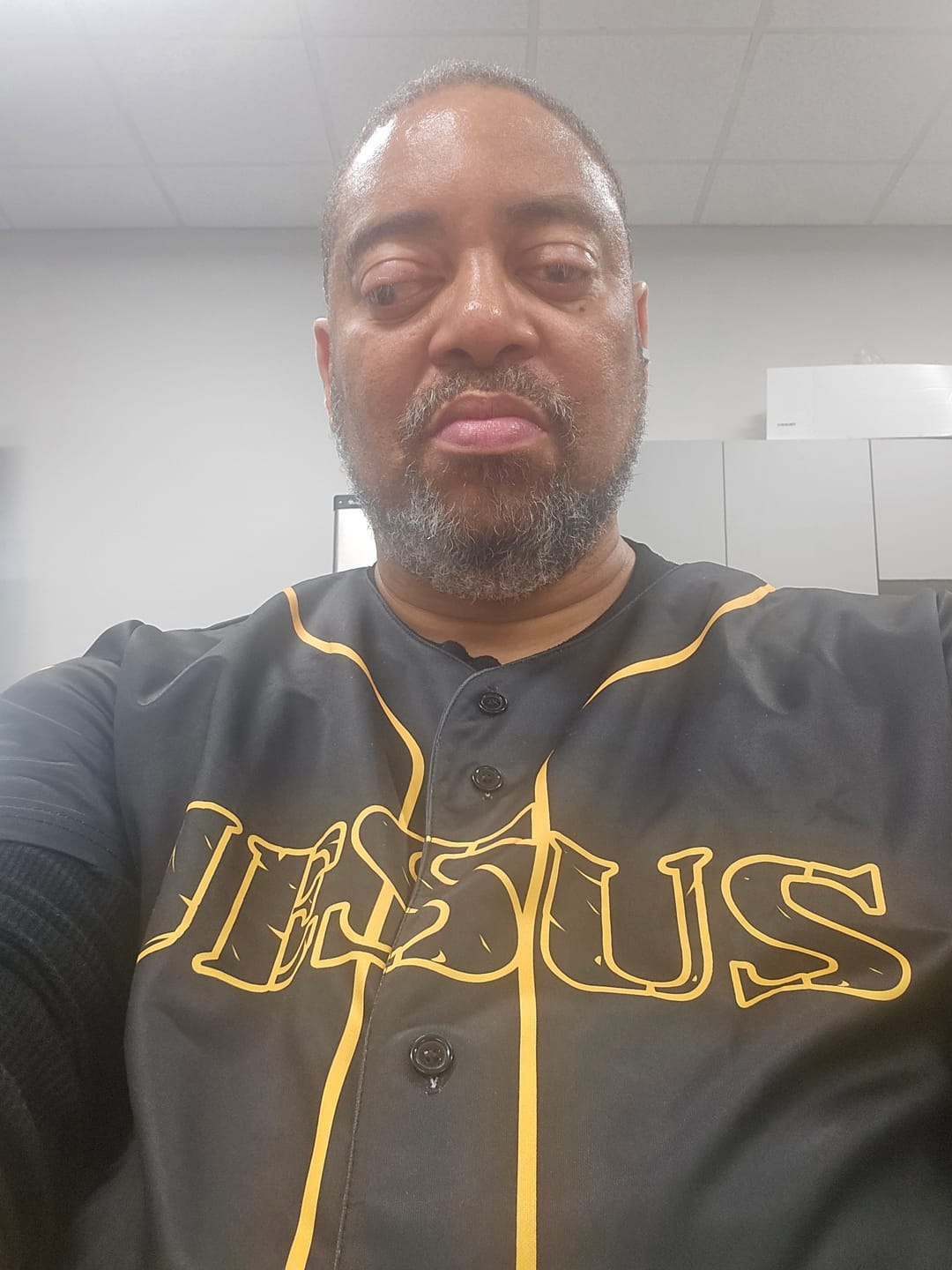 Customer photo review of Christianartworkshop Jesus Cross Nail and Crown of Thorns Baseball Jersey