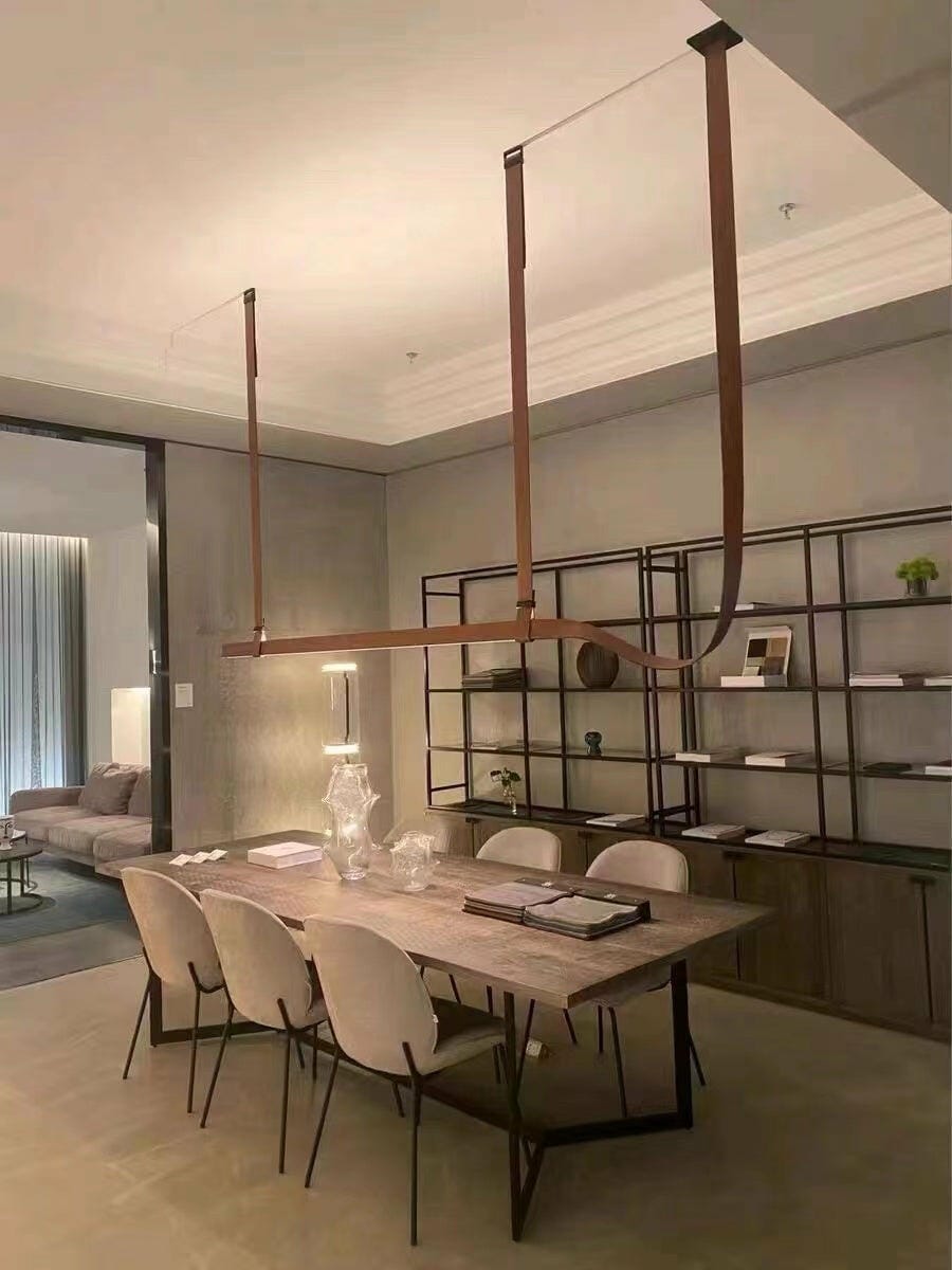 Customer photo review of Leather Strap Linear Pendant Light, Integrated LED, 140 to 240 cm
