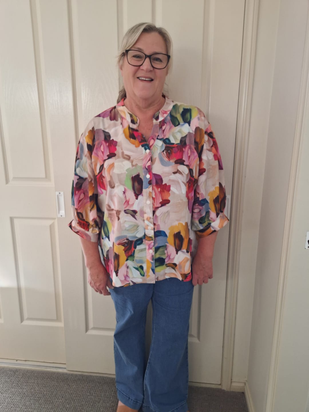 Customer photo review of Ulla Floral Top in Multi