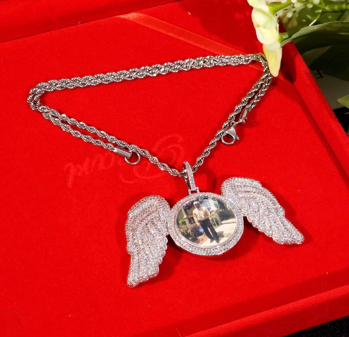 Customer photo review of GUARDIAN ANGEL CUSTOM PHOTO NECKLACE